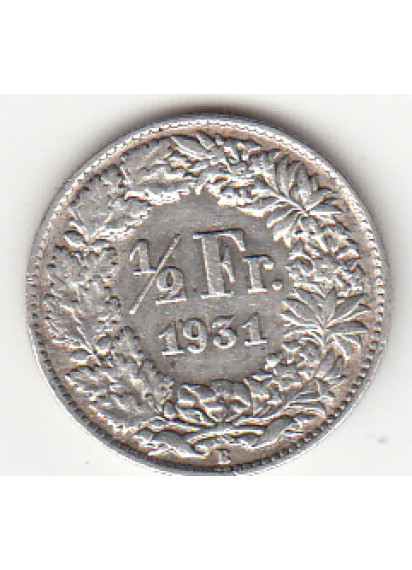 1931 - 1/2 Franc Argento Svizzera Standing Helvetia SPL